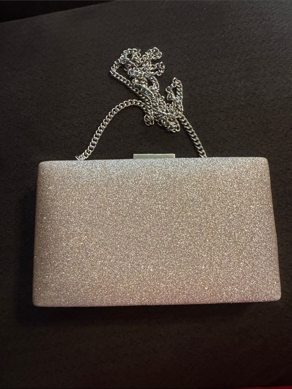 Gold Glitter Evening Clutch with Chain Strap
